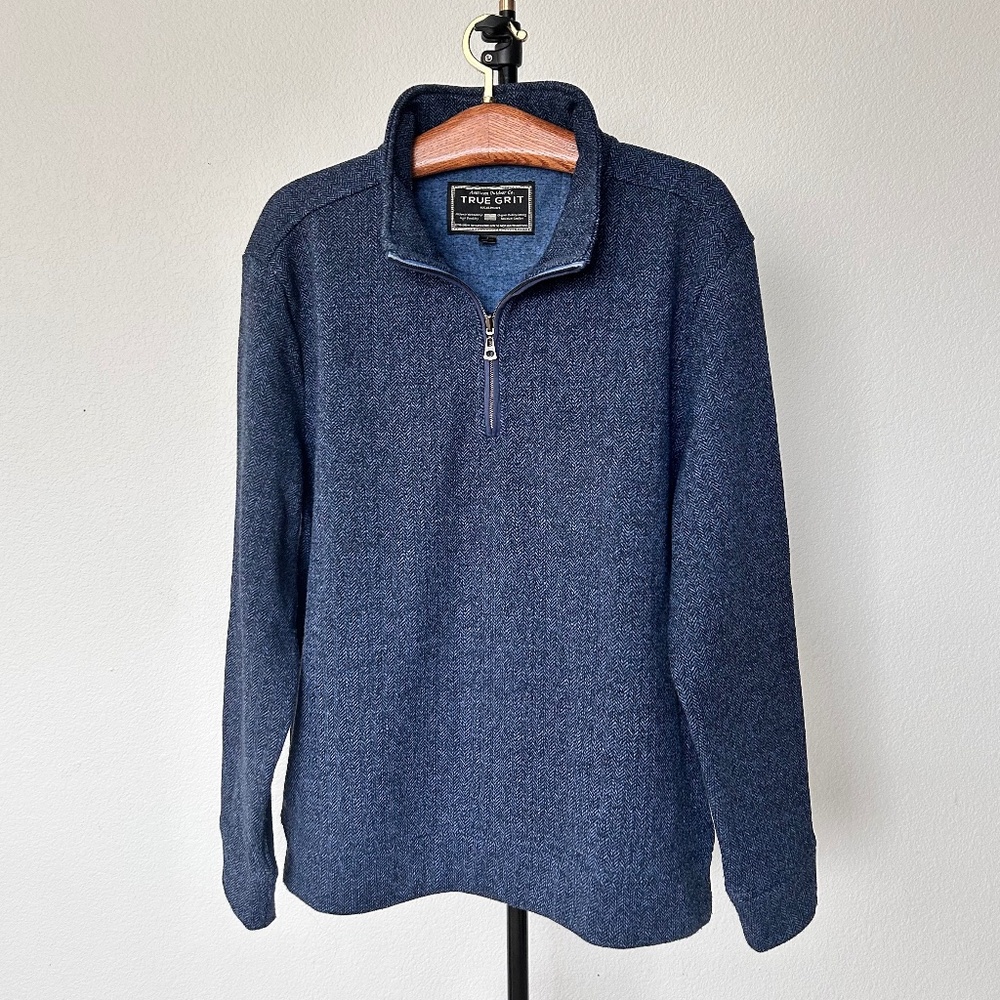 True Grit Herringbone Knit Fleece Blue sz L